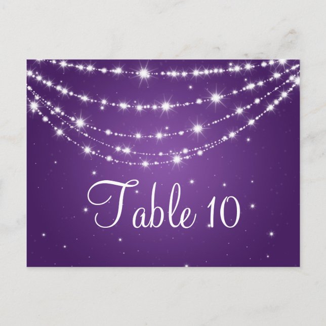 Elegant Table Number Sparkling Chain Purple (Front)