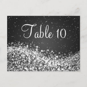 Elegant Table Number Sparkling Wave Black