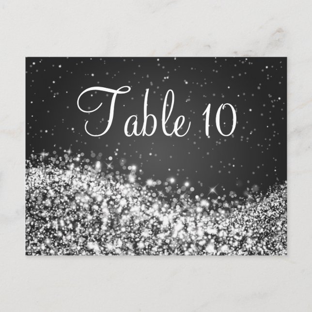Elegant Table Number Sparkling Wave Black (Front)