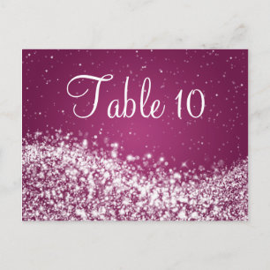 Elegant Table Number Sparkling Wave Plum