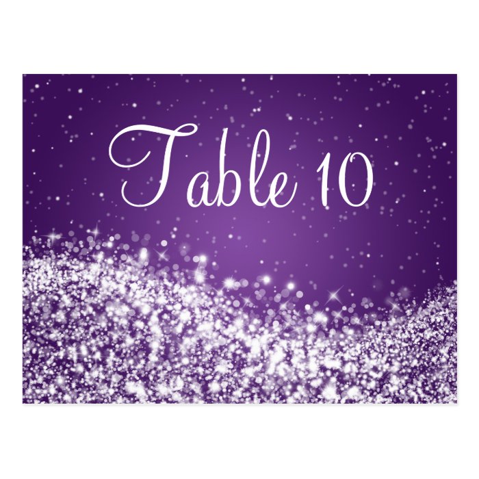 Elegant Table Number Sparkling Wave Purple Post Card