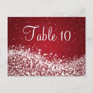 Elegant Table Number Sparkling Wave Red