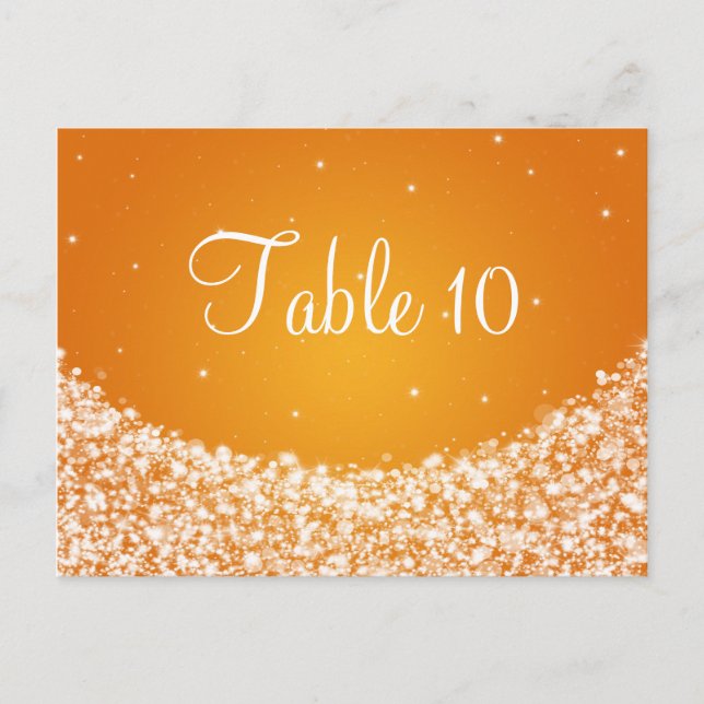 Elegant Table Number Star Sparkle Orange (Front)