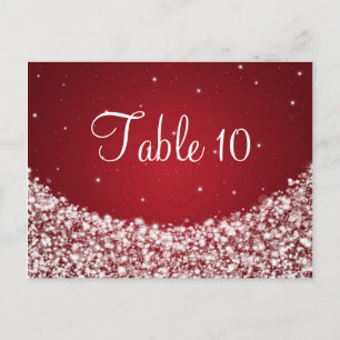 Elegant Table Number Star Sparkle Red