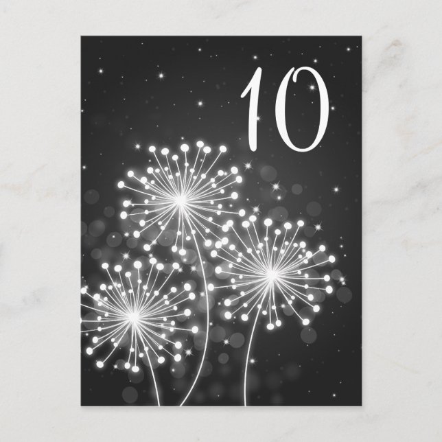 Elegant Table Number Summer Sparkle Black (Front)