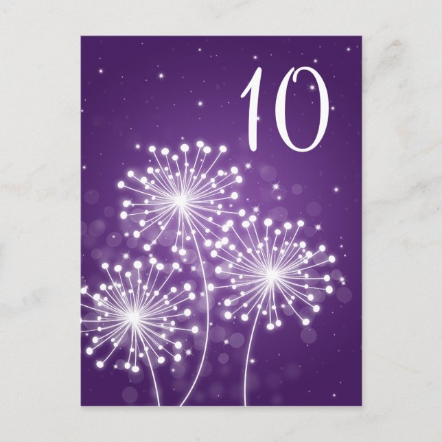 Elegant Table Number Summer Sparkle Purple (Front)