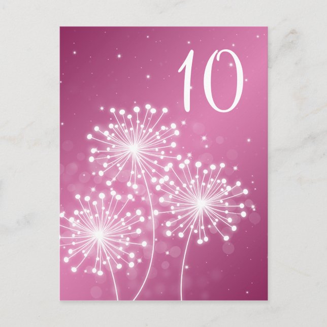 Elegant Table Number Summer Sparkle Rose Pink (Front)