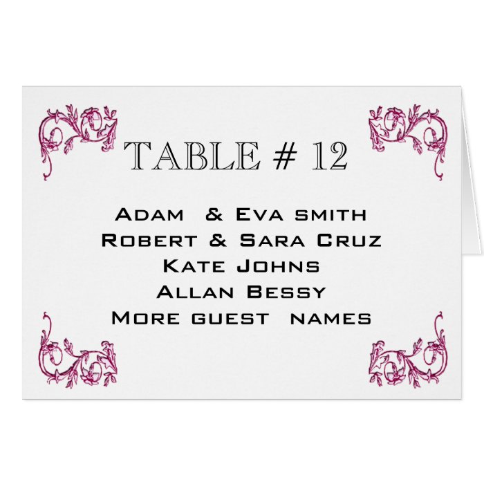 Elegant Table number template wedding Cards