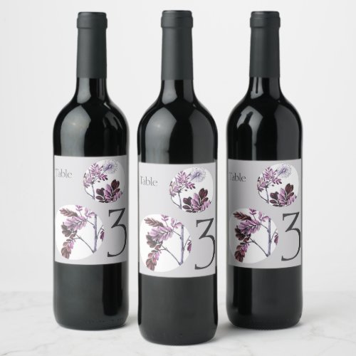 Elegant Table Number Vintage Floral Wedding Wine Label