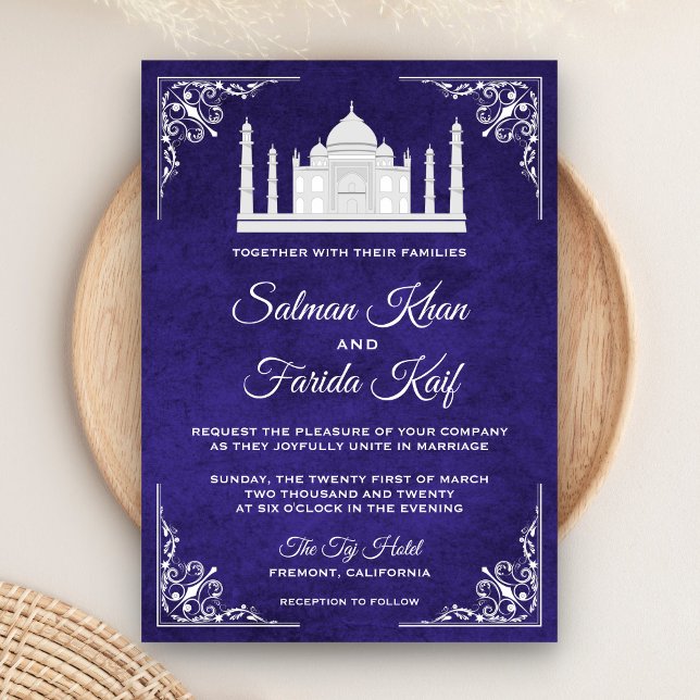 Elegant Taj Mahal Royal Purple Wedding Invitation (Creator Uploaded)
