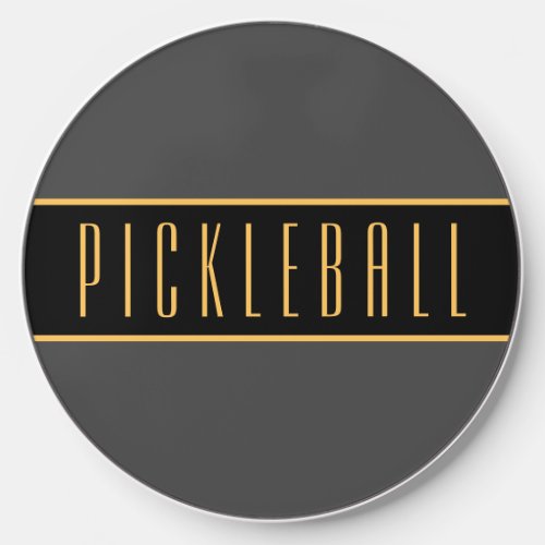 Elegant Tall PICKLEBALL Text Dark Gray Stripes Wireless Charger