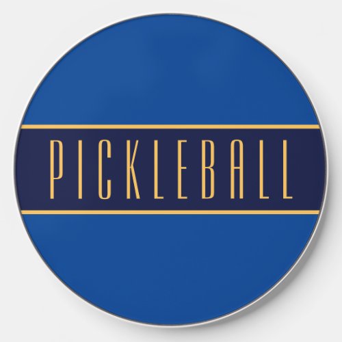 Elegant Tall PICKLEBALL Text Navy Blue Stripes Wireless Charger