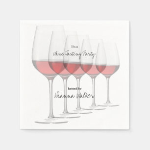 Elegant Tall Red Wine Glasses Paper Napkins