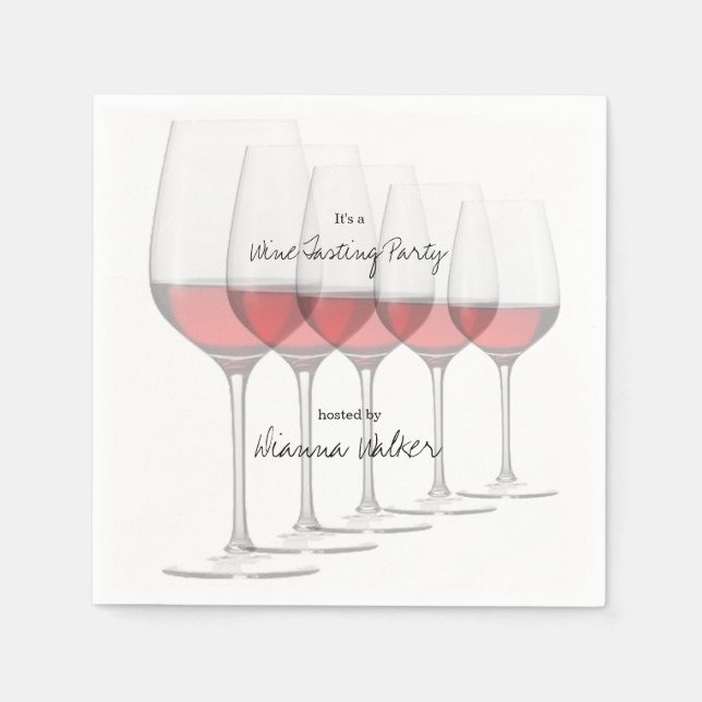 Elegant Tall Red Wine Glasses Paper Napkins (Front)