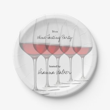 Elegant Tall Red Wine Glasses Paper Plates by EnduringMoments at Zazzle
