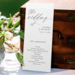 Elegant Tall Wedding Programs Romantic Calligraphy<br><div class="desc">These elegant, modern script minimalist design tall wedding programs feature flowing simple and elegant calligraphy paired with a simple serif font. These tea-length wedding programs are flat with a front and back. Your wedding party and thank you message is on the back side. View matching pieces in this wedding collection....</div>