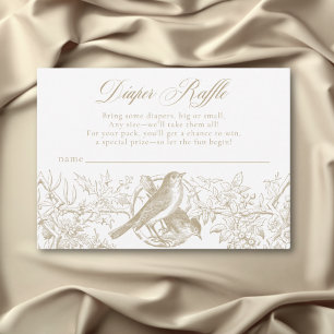 Elegant Tan Chinoiserie Nature Birds Baby Diaper Enclosure Card