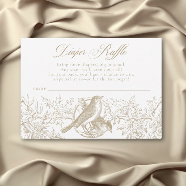 Elegant Tan Chinoiserie Nature Birds Baby Diaper Enclosure Card (Elegant Tan Chinoiserie Nature Birds Diaper Baby Shower Enclosure Card)