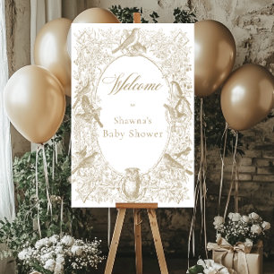 Elegant Tan Chinoiserie Nature Birds Baby Shower Foam Board