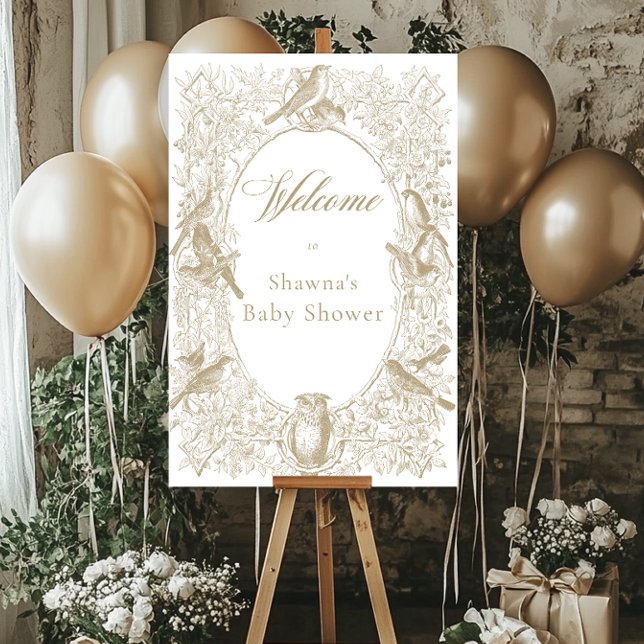 Elegant Tan Chinoiserie Nature Birds Baby Shower Foam Board (Elegant Tan Chinoiserie Nature Birds Baby Shower Welcome Foam Board Sign)