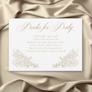 Elegant Tan Chinoiserie Nature Birds Books Baby Enclosure Card