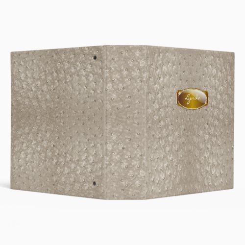 Elegant Tan Ostrich Leather Look All Purpose 3 Ring Binder