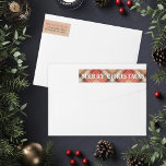 Elegant Tan Tartan Plaid Merry Christmas Address Wrap Around Label<br><div class="desc">Holiday wrap-around address labels feature a "Merry Christmas" message with an elegant and preppy tan,  brown,  red,  and white plaid patterned background. Personalize the red and brown custom return address text.</div>