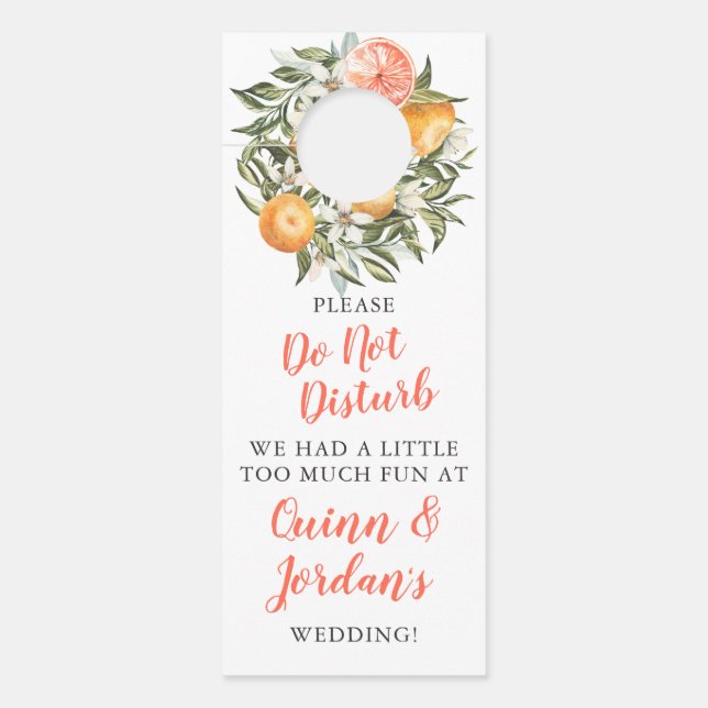Elegant Tangerine Citrus Wedding | Double Sided Door Hanger (Front)