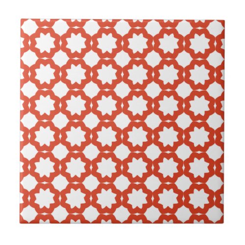 Elegant Tangerine Tango Stars Pattern Tile