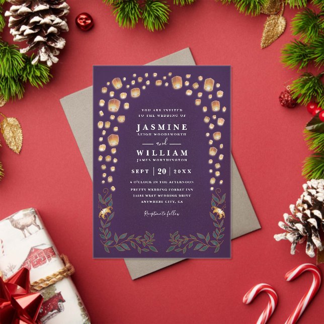 Elegant Tangled Lanterns Budget QR Code Wedding Acrylic Invitations (Insitu (Holiday))