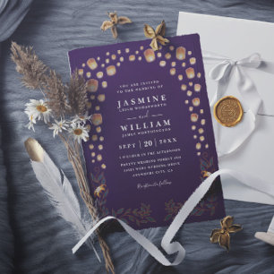 Elegant Tangled Lanterns Budget QR Code Wedding Invitation