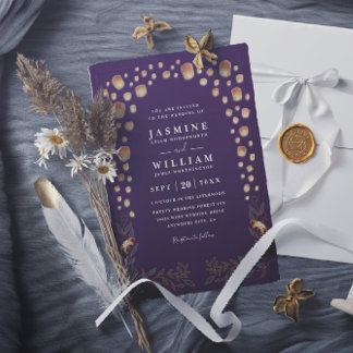 Elegant Tangled Lanterns Budget QR Code Wedding Invitation