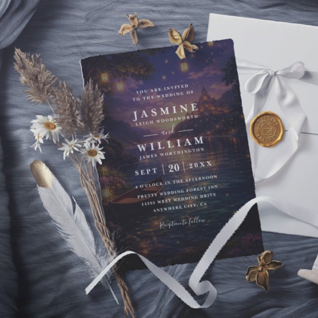 Elegant Tangled Lanterns Budget QR Code Wedding Invitation (Creator Uploaded)
