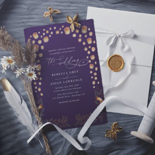 Elegant Tangled Lanterns Budget Qr Code Wedding Invitation