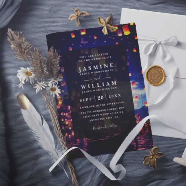 Elegant Tangled Lanterns Modern Chic Wedding Invitation (Creator Uploaded)