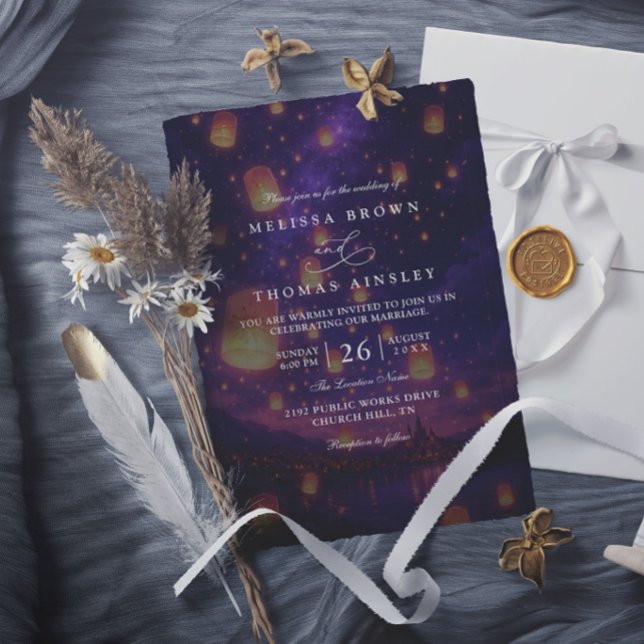 Elegant Tangled Lanterns Modern Chic Wedding Invitation (Creator Uploaded)