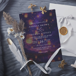 Elegant Tangled Lanterns Modern QR Code Wedding Invitation