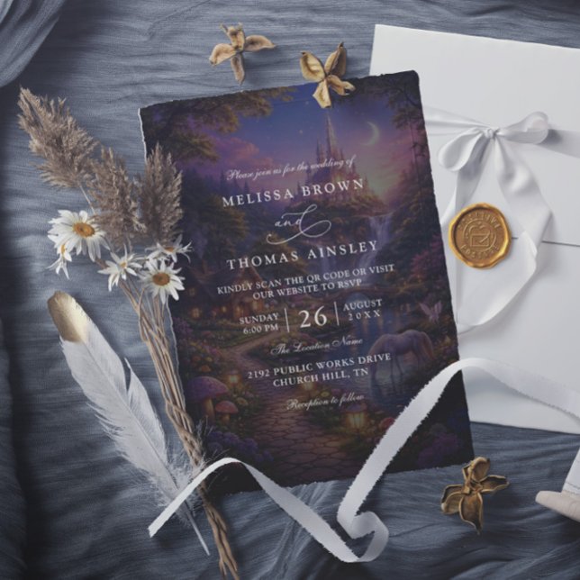 Elegant Tangled Lanterns Modern QR Code Wedding Invitation (Creator Uploaded)