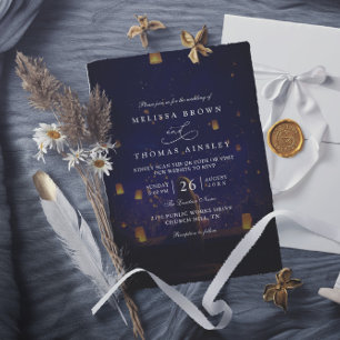Elegant Tangled Lanterns Modern QR Code Wedding Invitation