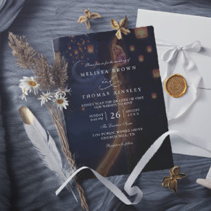 Elegant Tangled Lanterns Modern QR Code Wedding Invitation