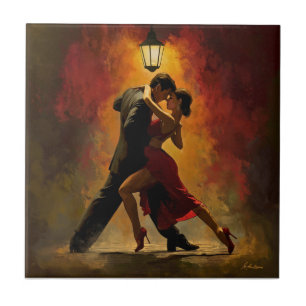 ✨Elegant Tango Couple Romantic Art Design Ceramic Tile