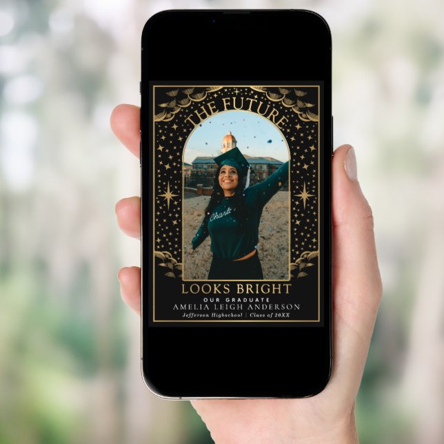 Elegant Tarot Graduation Photo Announcement Card (Front Digital)