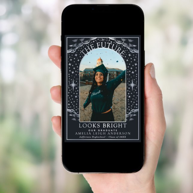 Elegant Tarot Graduation Photo Announcement Card (Front Digital)