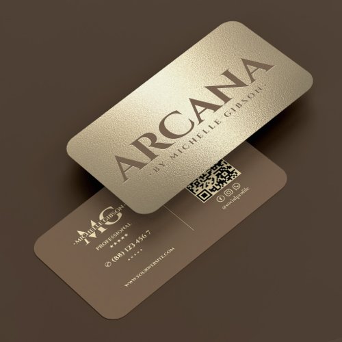 Elegant Tarot Reader Spiritual Brown Faux Gold Business Card