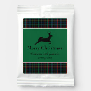 Elegant Tartan and Reindeer Custom Christmas Hot Chocolate Drink Mix