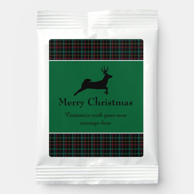 Elegant Tartan and Reindeer Custom Christmas Hot Chocolate Drink Mix (Front)