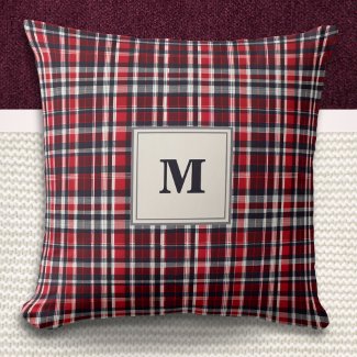 Elegant Tartan Check Patterned Stylish Monogrammed