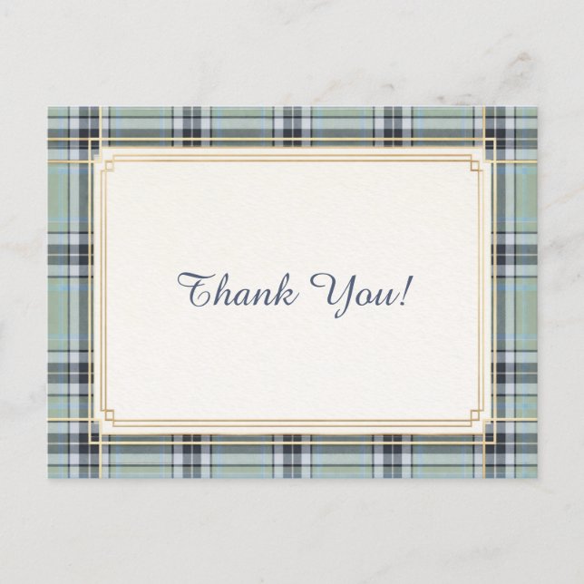 Elegant Tartan Frame Thank You  Postcard (Front)