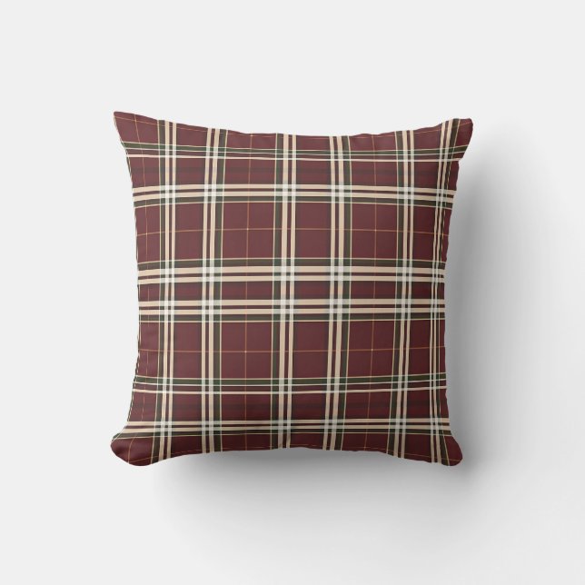 Elegant Tartan-Inspired Throw Pillow (Front)