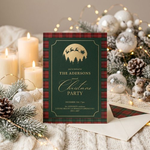 Elegant Tartan Plaid Christmas Party Invitation